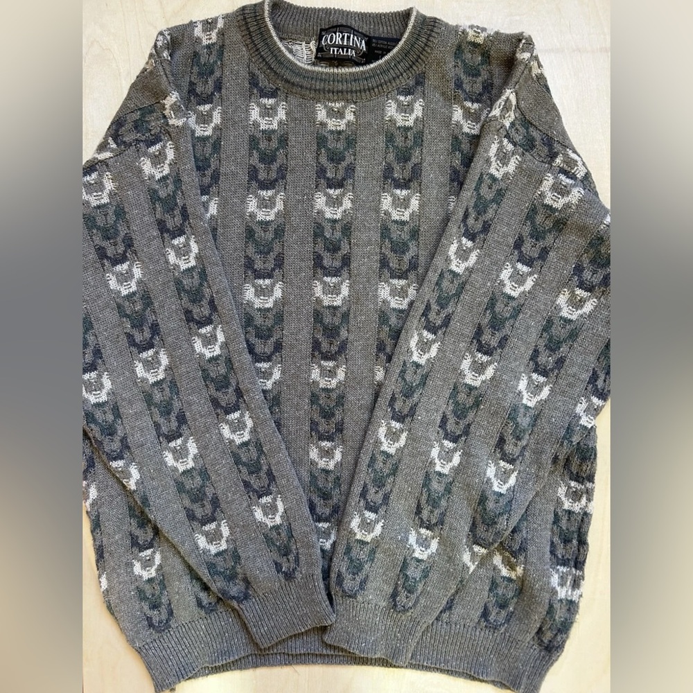 Vintage Cortina Italia Men’s Sweater Large Made in Italy Crew Neck Cotton Blend